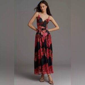 Hutch Ruby Sweetheart Drop-Waist Maxi Dress with Belt